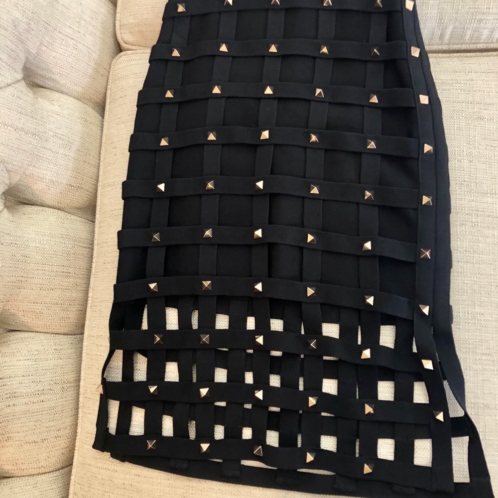 Sexy BEBE body-con dress cage skirt XSP
